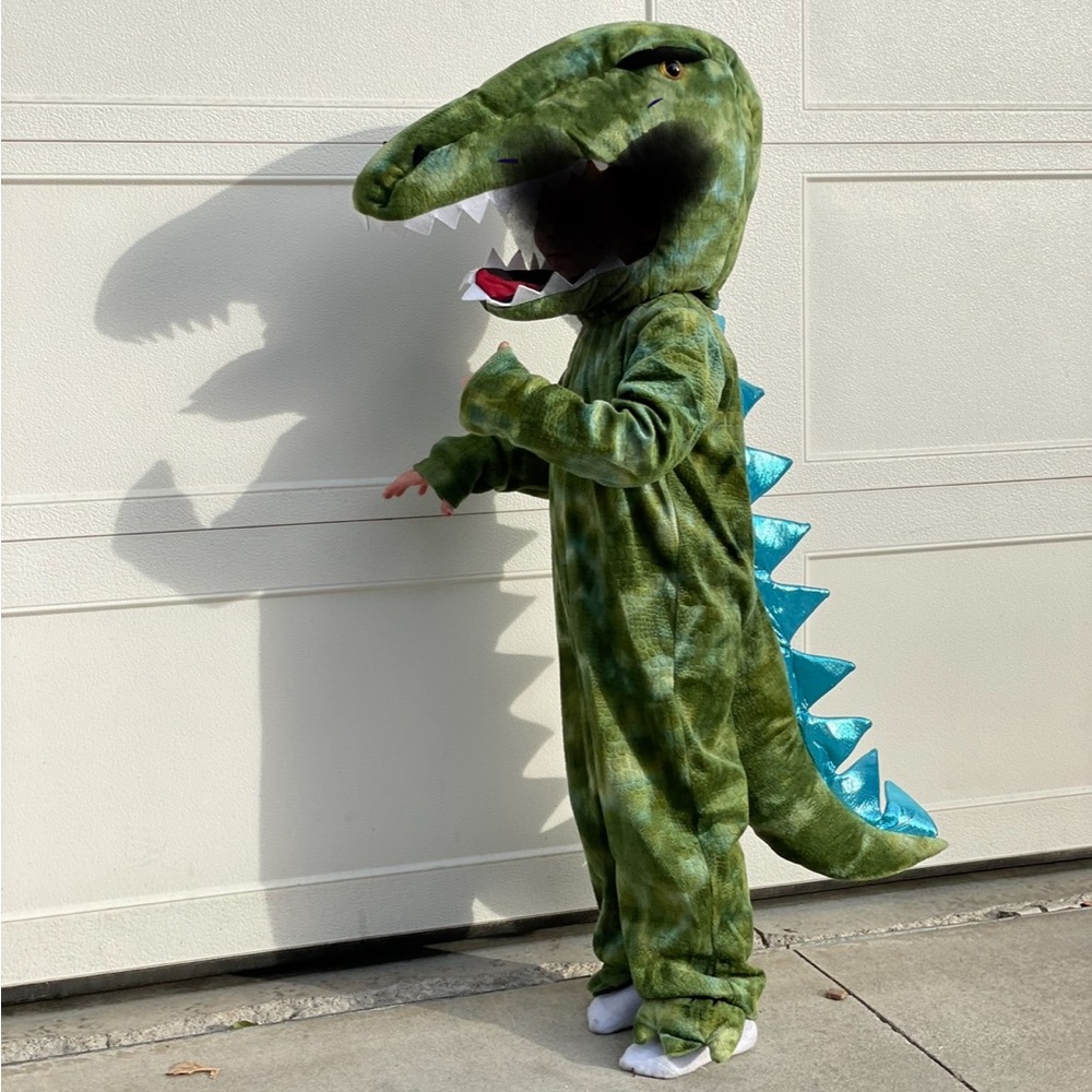 Pottery Barn Kids Size 4-6 Dinosaur Costume. Worn Once. Tail Lights Up!